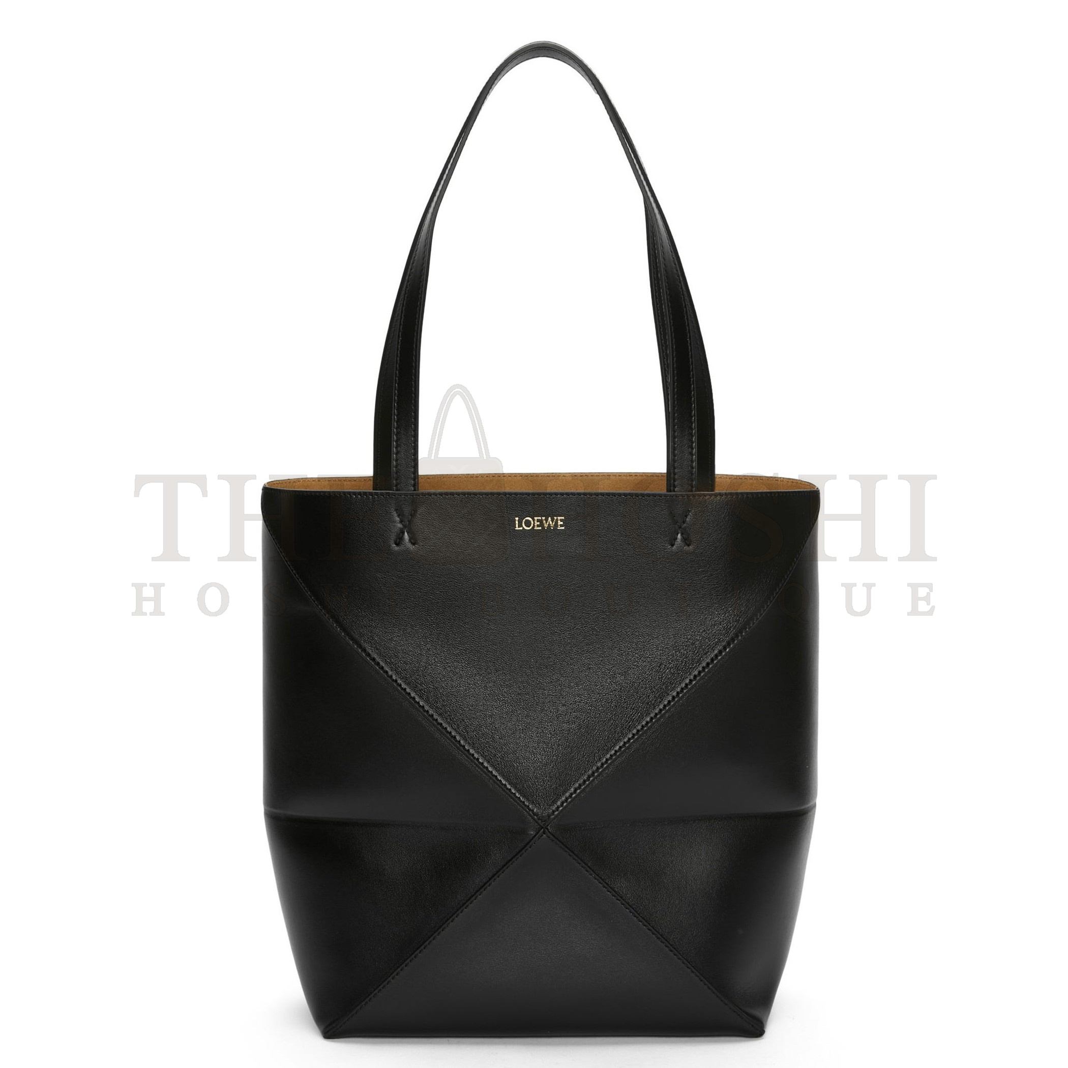 L0ew* Medium Puzzle Fold Tote Bag in Black Calfskin Master Quality