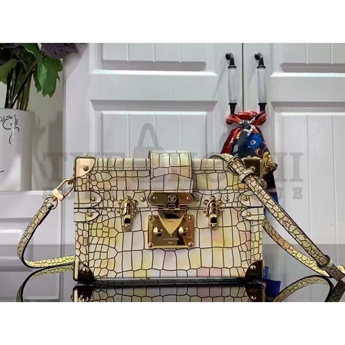 L0vis Vvtt0n LV Women Petite Malle Handbag Royal Garden Soft Shine Alligator Leather Master Quality