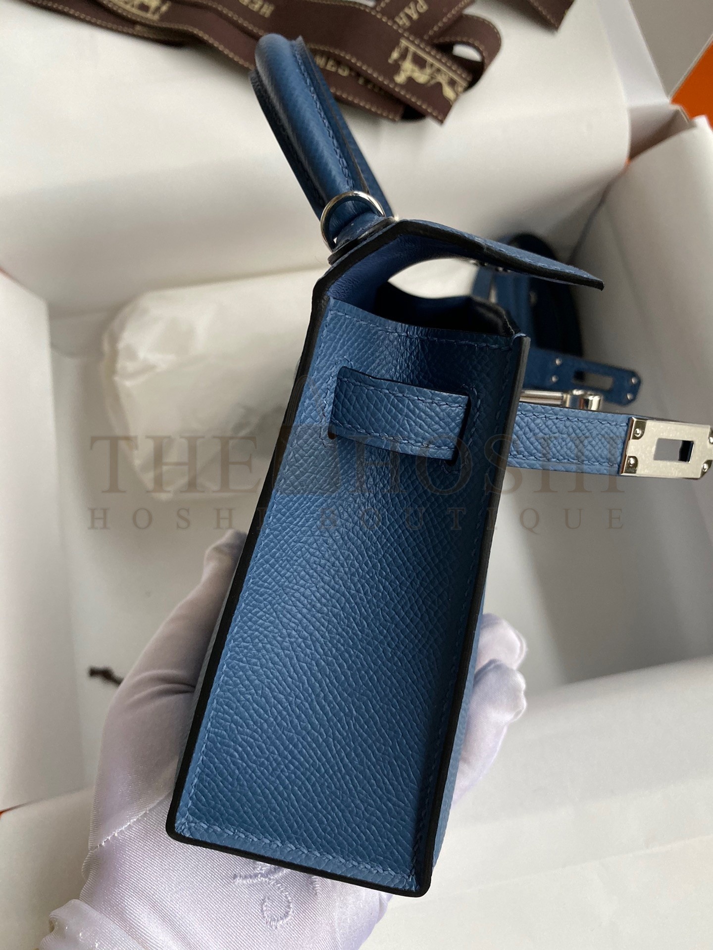 H**me5 Kelly Mini II Sellier Handmade Bag In Blue Agate Epsom Calfskin Master Quality