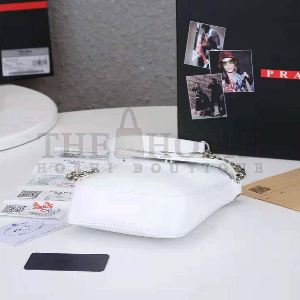 Pra*a Women Brushed Leather Mini-Bag-White Master Quality