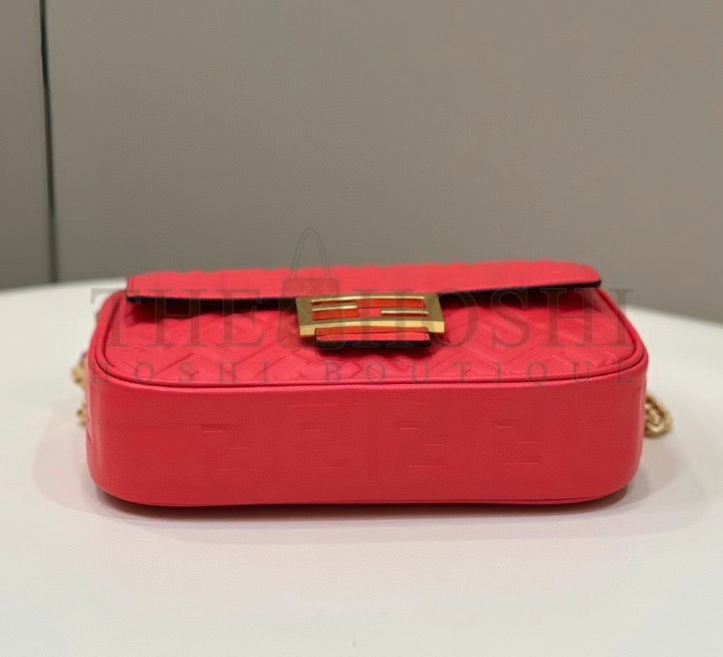 F**di Baguette Chain Midi Bag In Red Nappa Leather Master Quality