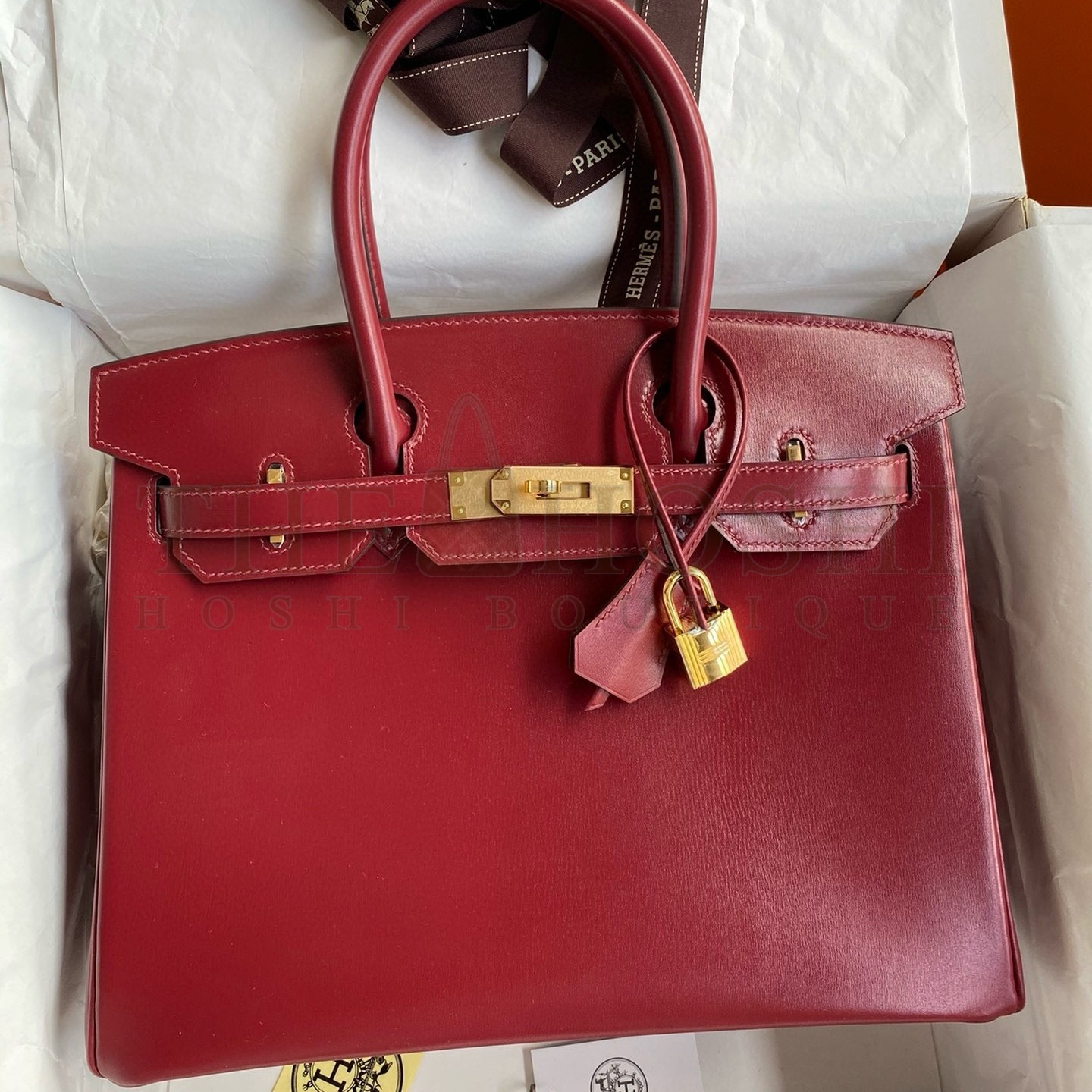H**me5 Birkin 30 Retourne Handmade Bag in Rouge H Box Calfskin Master Quality