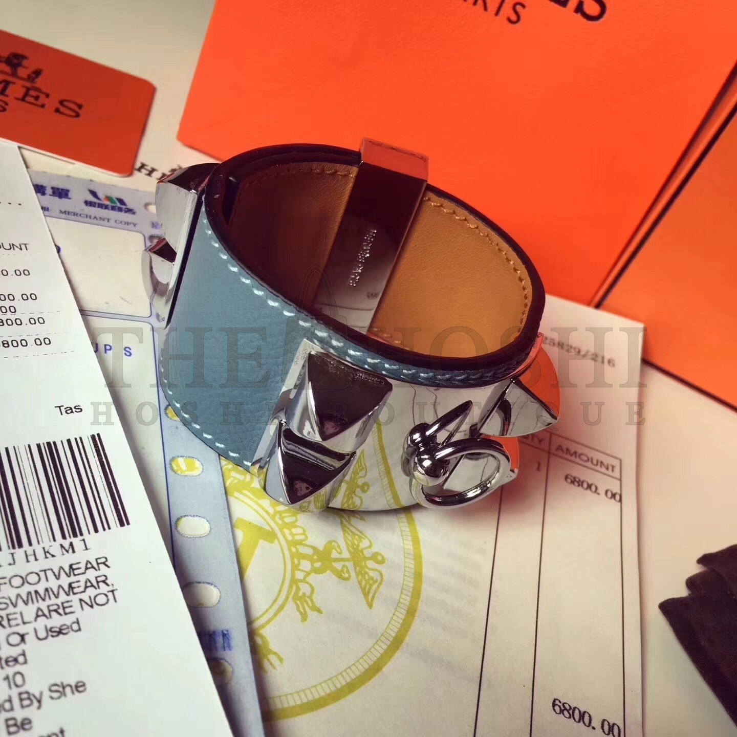 H**me5 Blue Jean Epsom Collier de Chien Bracelet Size S Master Quality