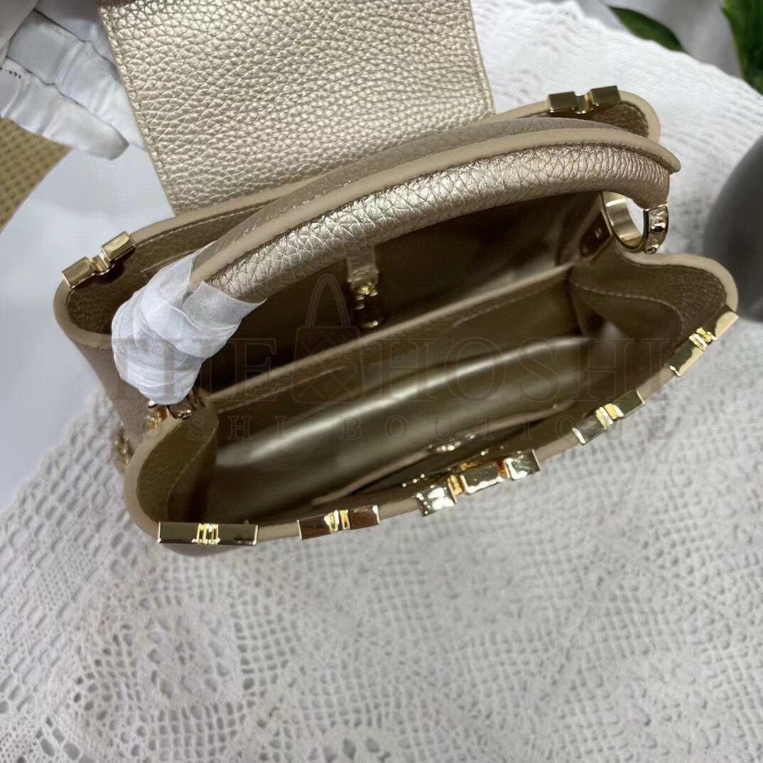 L0vis Vvtt0n LV Women Capucines BB Hand Bag Etain Metallic Gray Taurillon Leather Master Quality