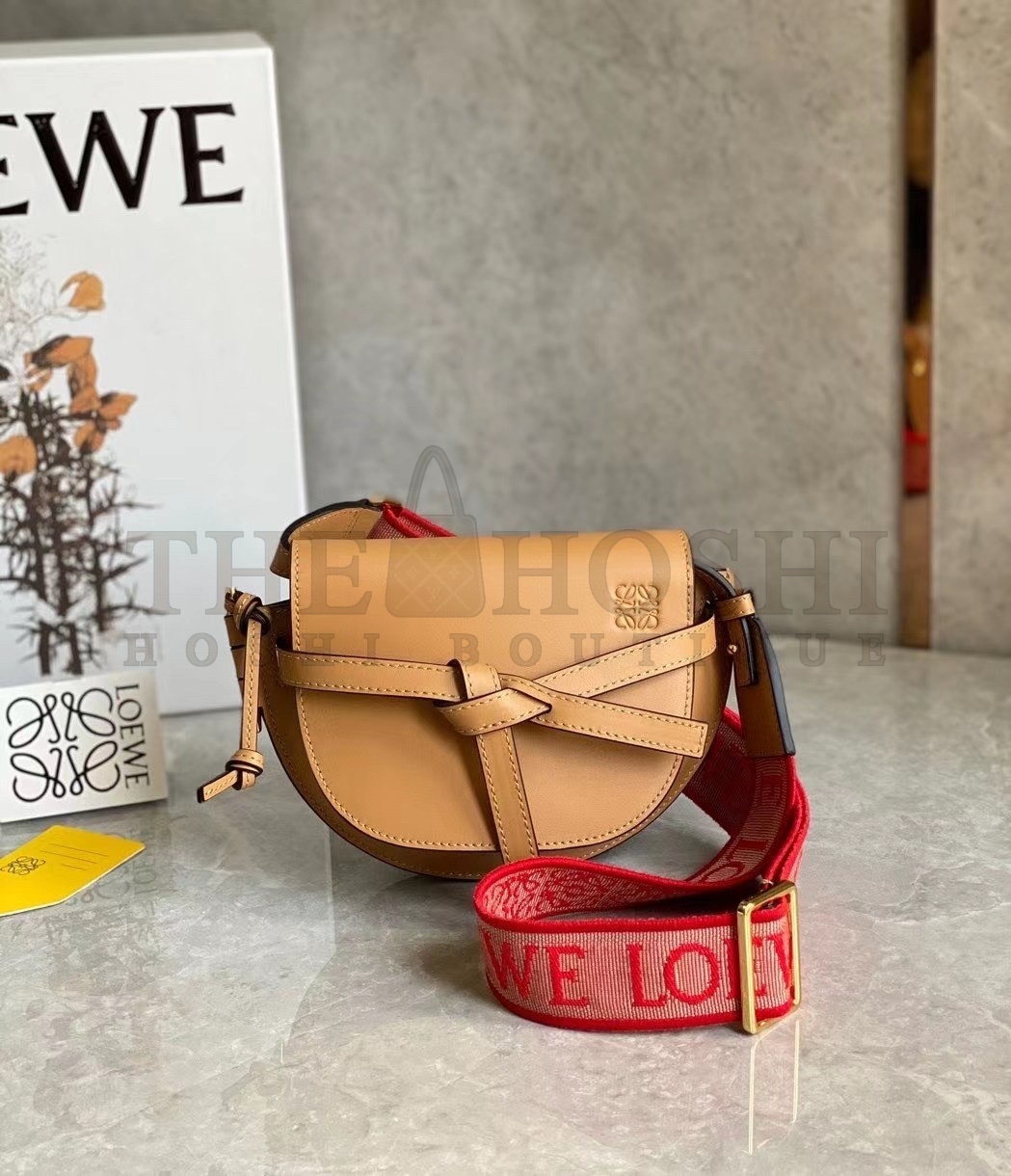 L0ew* Mini Gate Dual Bag In Brown Calfskin Master Quality