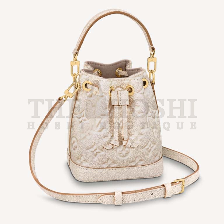 L0vis Vvtt0n LV Women Nano Noé Bucket Bag Beige Monogram Embossed S*pple Grained Cowhide Master Quality