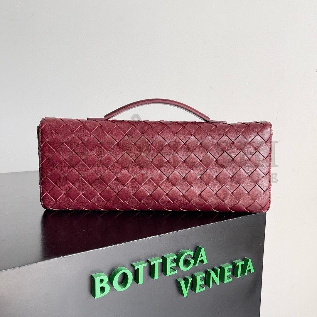 B0tt*ga Ven*ta Andiamo Clutch with Handle in Barolo Intrecciato Lambskin Master Quality