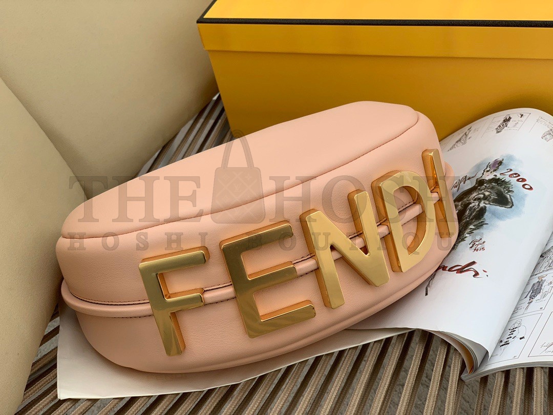 F**di F**digraphy Small Hobo Bag In Pink Leather Master Quality