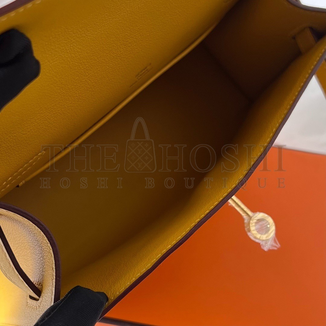 H**me5 Kelly Pochette Handmade Bag In Jaune Ambre Swift Calfskin Master Quality