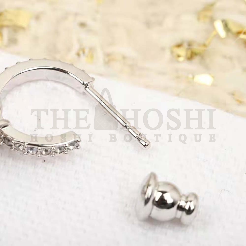 D10r Women Clair D Lune Earrings Silver-Finish Metal and Silver-Tone Crystals Master Quality