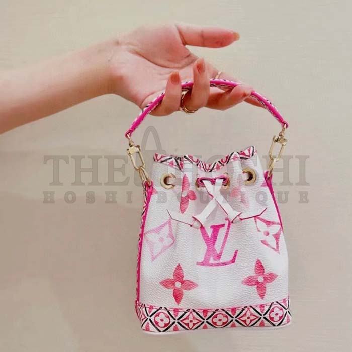 L0vis Vvtt0n LV Women Nano Noé Bucket Bag Pink Monogram Coated Canvas Master Quality