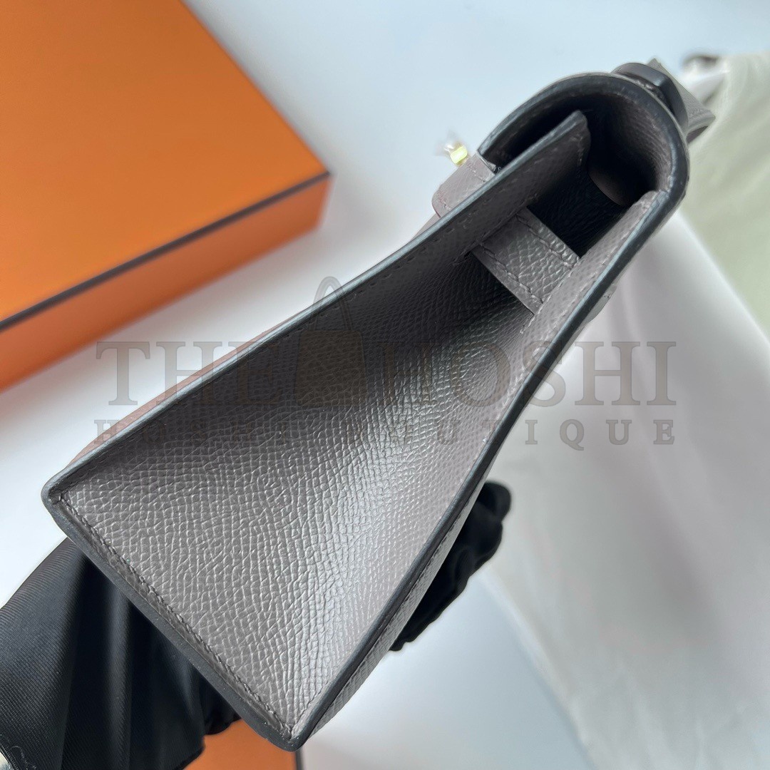 H**me5 Kelly Pochette Handmade Bag In Etain Epsom Calfskin Master Quality