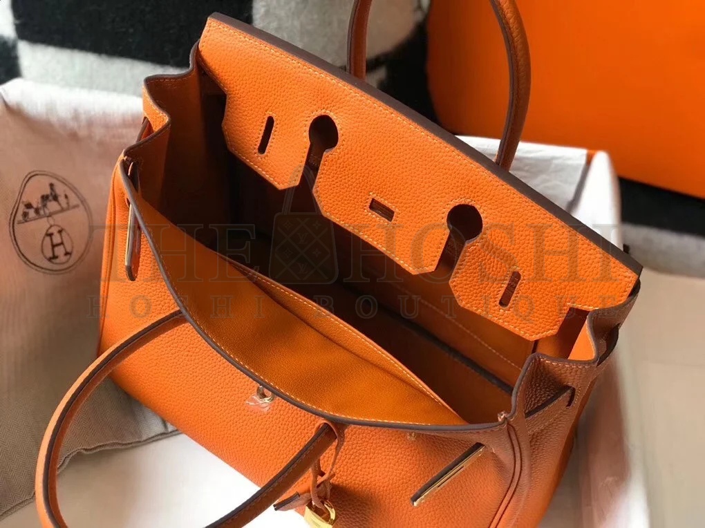 H**me5 Birkin 30 Bag in Orange Clemence Leather with GHW Master Quality