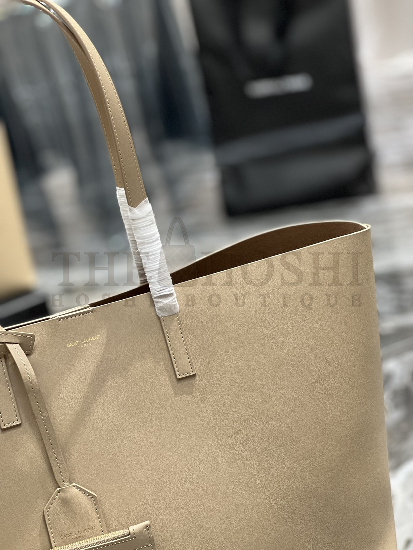Sa1nt Lau*nt Y51 Women Shopping Sa1nt Lau*nt Tote Black Leather and light brown 38×28×13cm Master Quality
