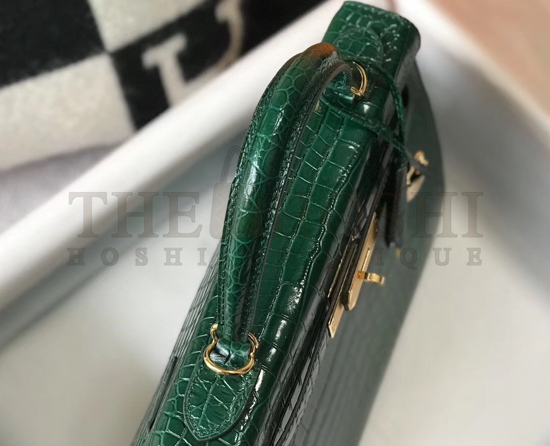 H**me5 Kelly 25cm Bag In Green Embossed Crocodile Master Quality