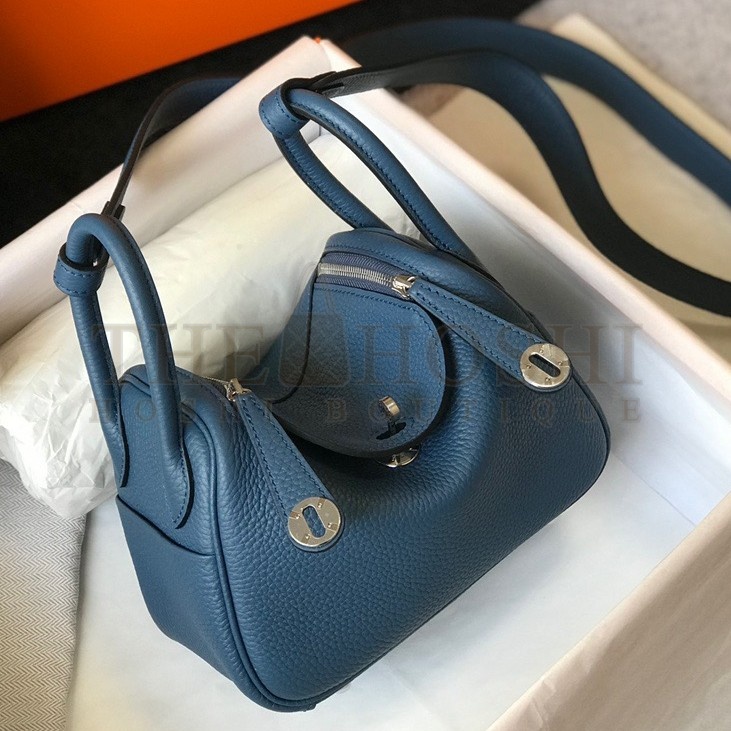 H**me5 Lindy Mini Bag In Blue Agate Clemence Leather PHW Master Quality
