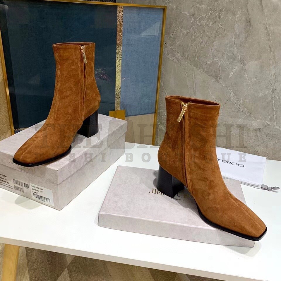 J1m*y Ch00 Bryelle 65mm Ankle Boots In Brown Suede Master Quality