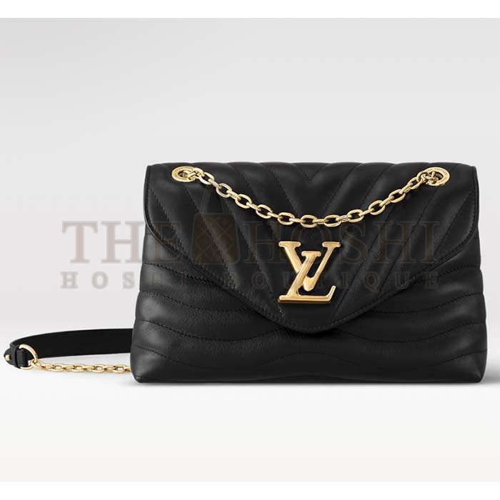 L0vis Vvtt0n LV Women New Wave Chain Bag GM Black Quilted Smooth Calf Leather Master Quality