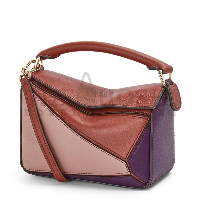 L0ew* Puzzle Mini Bag In Purple/Caramel/Blossom Calfskin Master Quality