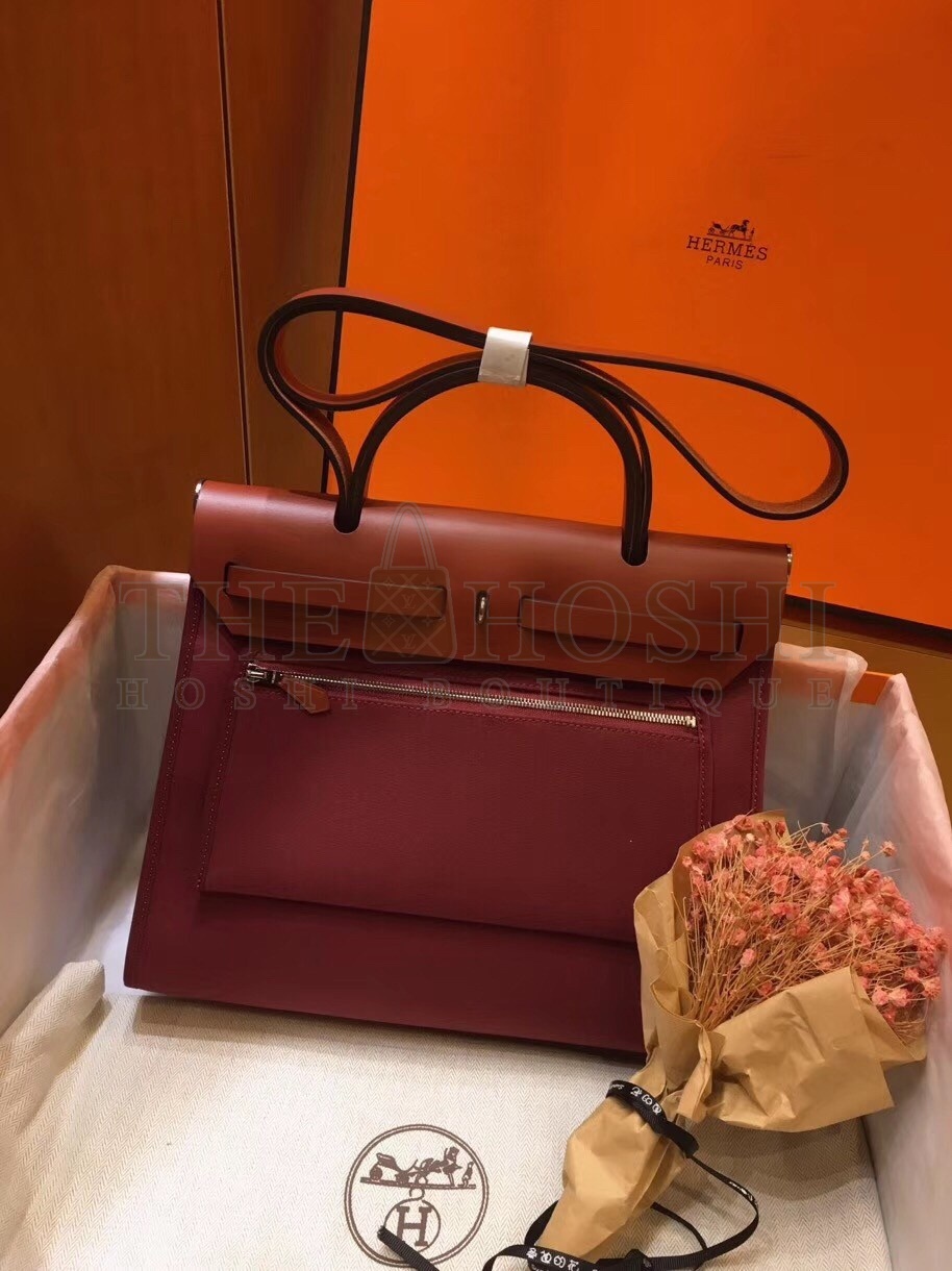 H**me5 Herbag Zip 31cm Bag In Camel And Bordeaux Master Quality