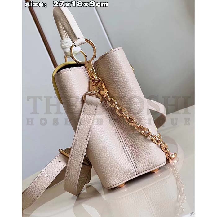 L0vis Vvtt0n LV Women Capucines BB Handbag Beige Pink Taurillon Leather Master Quality