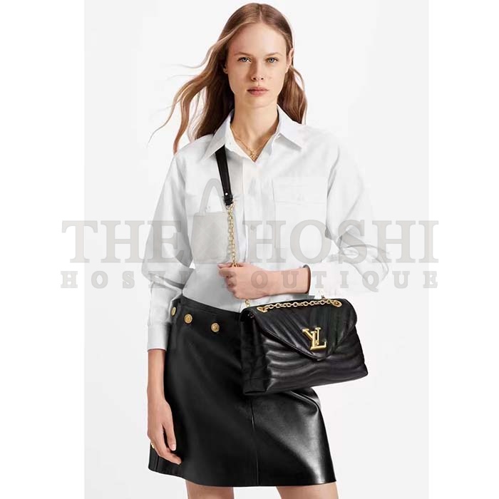 L0vis Vvtt0n LV Women New Wave Chain Bag GM Black Quilted Smooth Calf Leather Master Quality