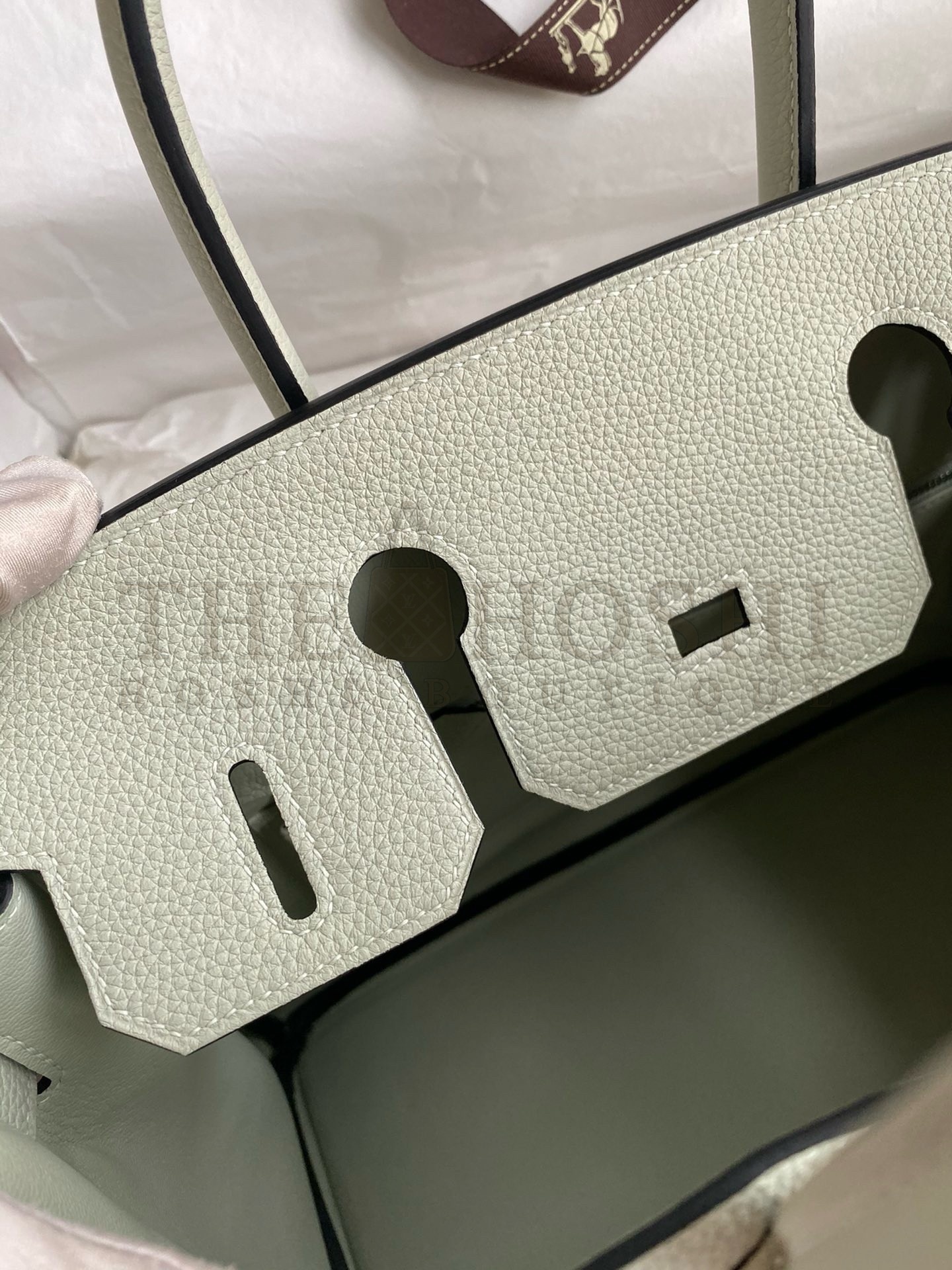 H**me5 Birkin 30 Retourne Handmade Bag In Gris Neve Clemence Leather Master Quality