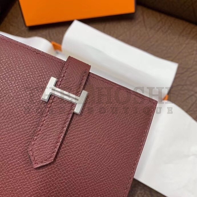 H**me5 Bearn Compact Wallet In Bordeaux Epsom Leather Master Quality