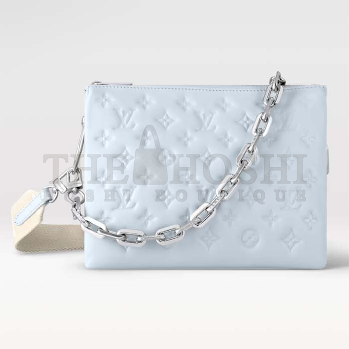 L0vis Vvtt0n LV Women Coussin PM Handbag Ice Blue Lambskin Cowhide Leather Zip Closure Master Quality