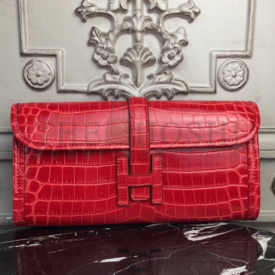 H**me5 Jige Elan 29 Clutch In Red Crocodile Leather Master Quality