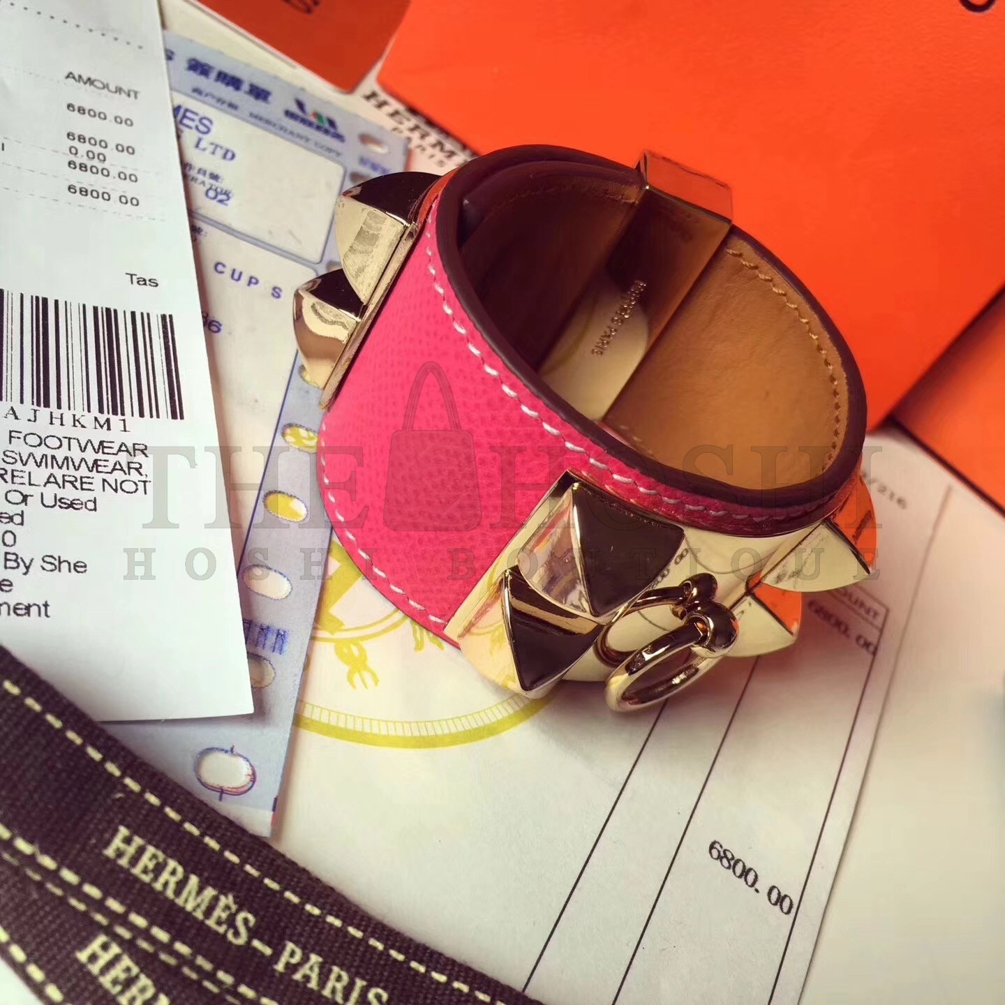 H**me5 Rose Red Epsom Collier de Chien Bracelet Size S Master Quality