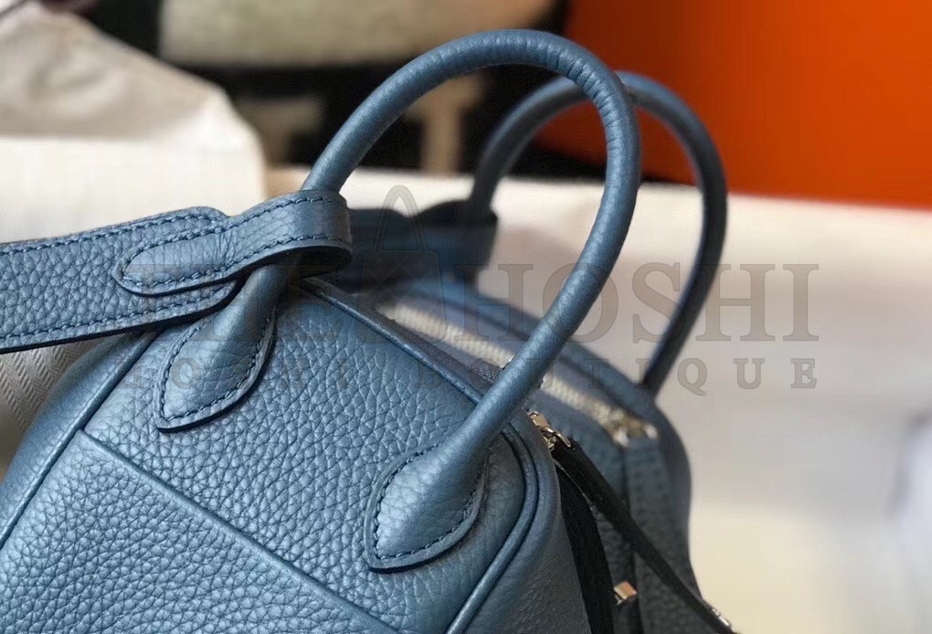 H**me5 Mini Lindy Bag In Blue Agate Clemence Leather Master Quality