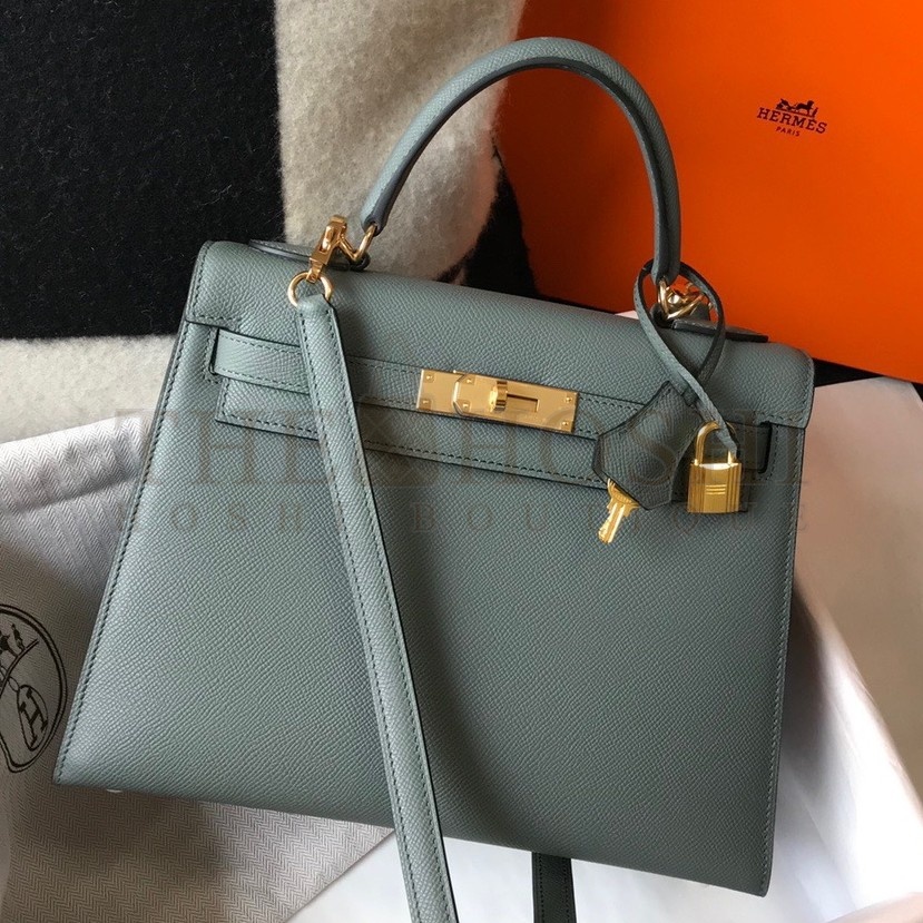 H**me5 Kelly 25cm Sellier Bag in Vert Amande Epsom Calfskin GHW Master Quality