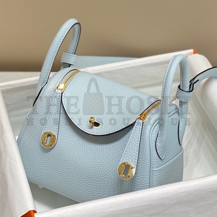 H**me5 Lindy Mini Bag In Blue Brume Clemence Leather GHW Master Quality