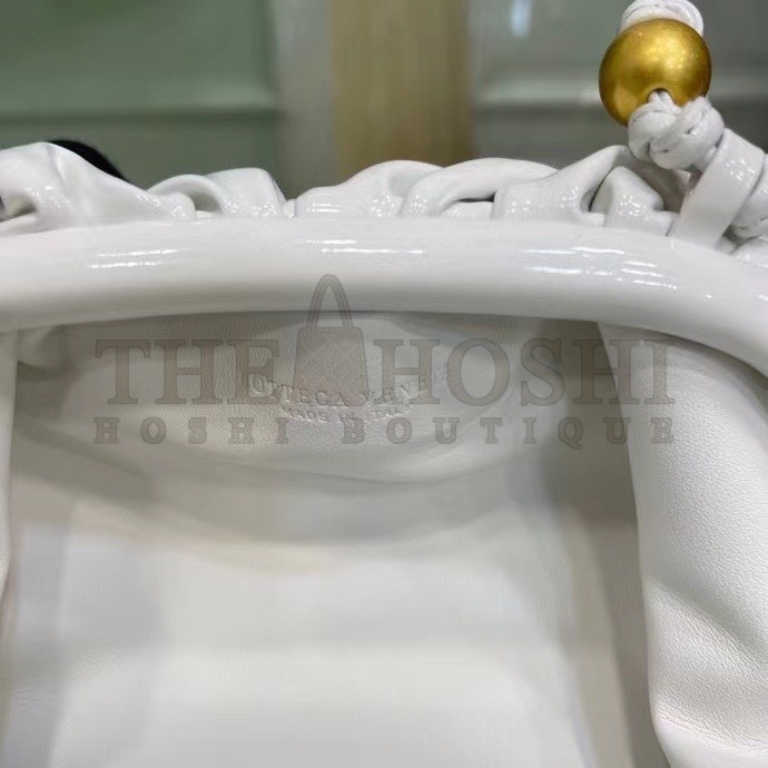 B0tt*ga Ven*ta Mini Pouch In White Patent Leather Master Quality