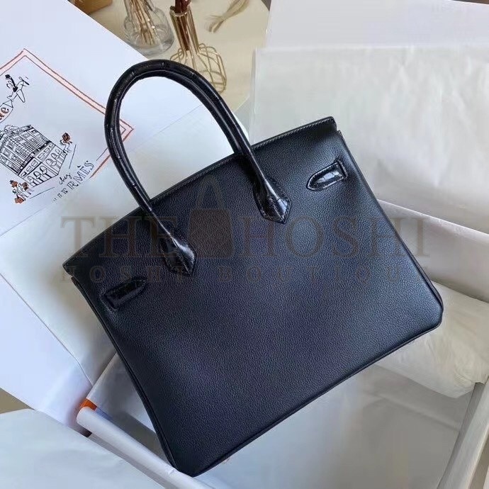 H**me5 Black Touch Birkin 30cm Bag Shiny Niloticus Crocodile Skin Master Quality