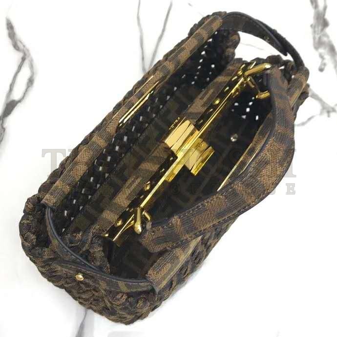 F**di Women Peekaboo Iconic Mini Jacquard Fabric Interlace Bag FF Master Quality