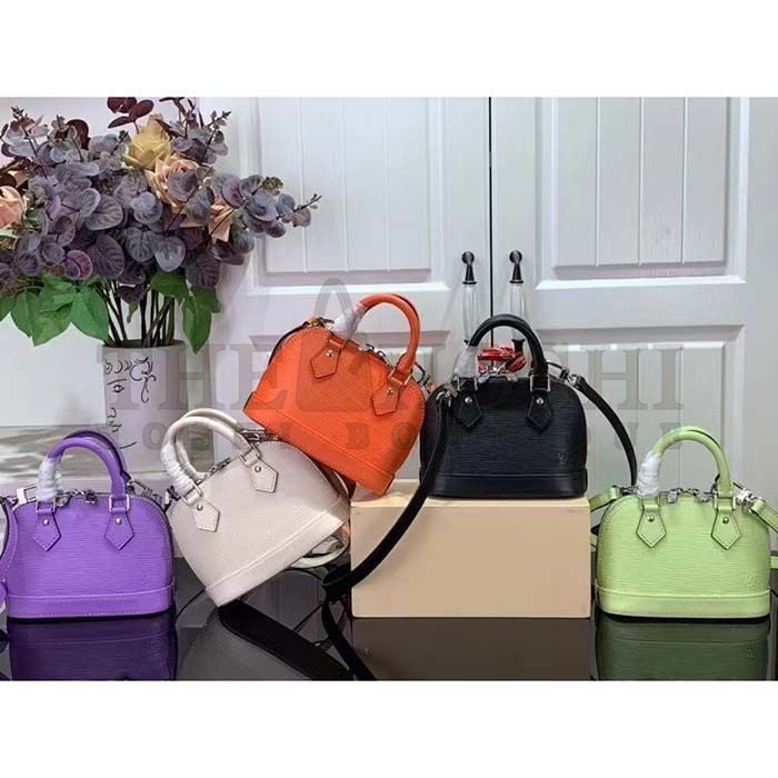 L0vis Vvtt0n LV Women Nano Alma Handbag Black Epi Grained Cowhide Leather Master Quality