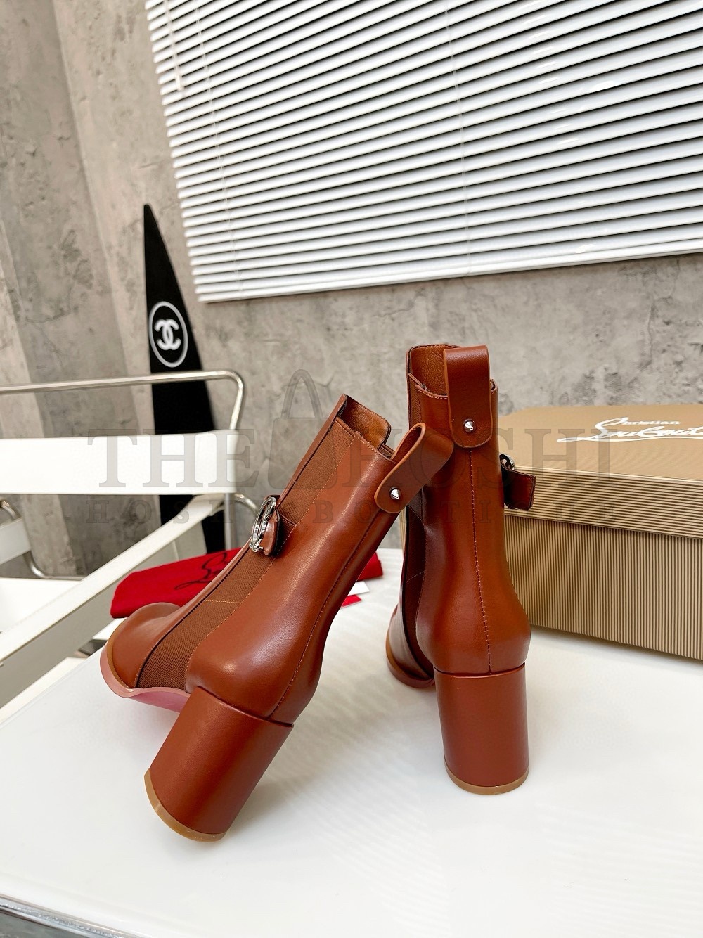 Chr1st1an Louboutin CL Chelsea Ankle Boots 70MM in Brown Leather Master Quality