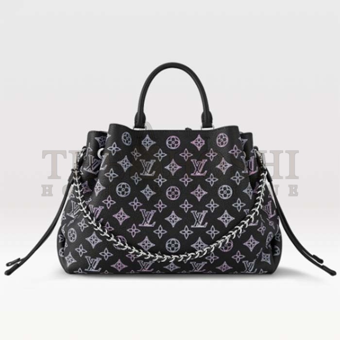 L0vis Vvtt0n LV Women Bella Tote Black Perforated Mahina Calf Leather Master Quality