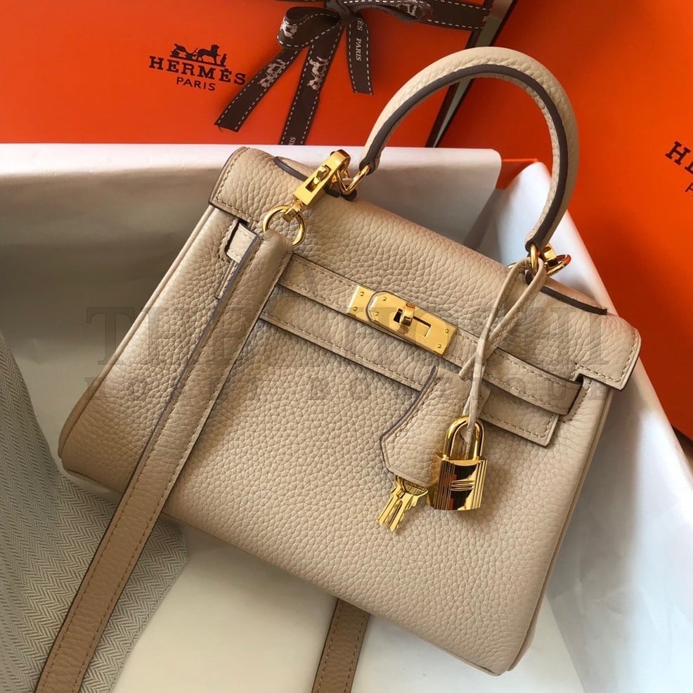 H**me5 Kelly 20cm Bag In Trench Clemence Leather GHW Master Quality