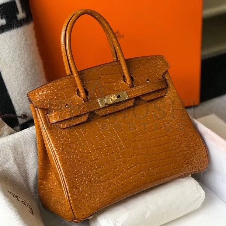 H**me5 Birkin 25cm Bag In Gold Embossed Crocodile Leather Master Quality