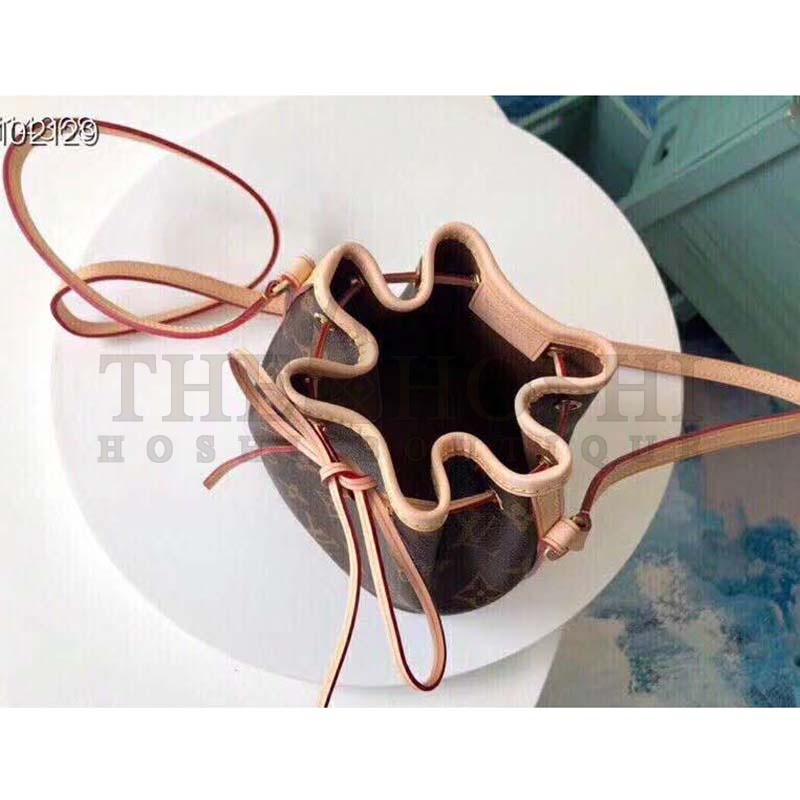 L0vis Vvtt0n LV Women Nano Noé Bucket Bag in Monogram Coated Canvas-Brown Master Quality