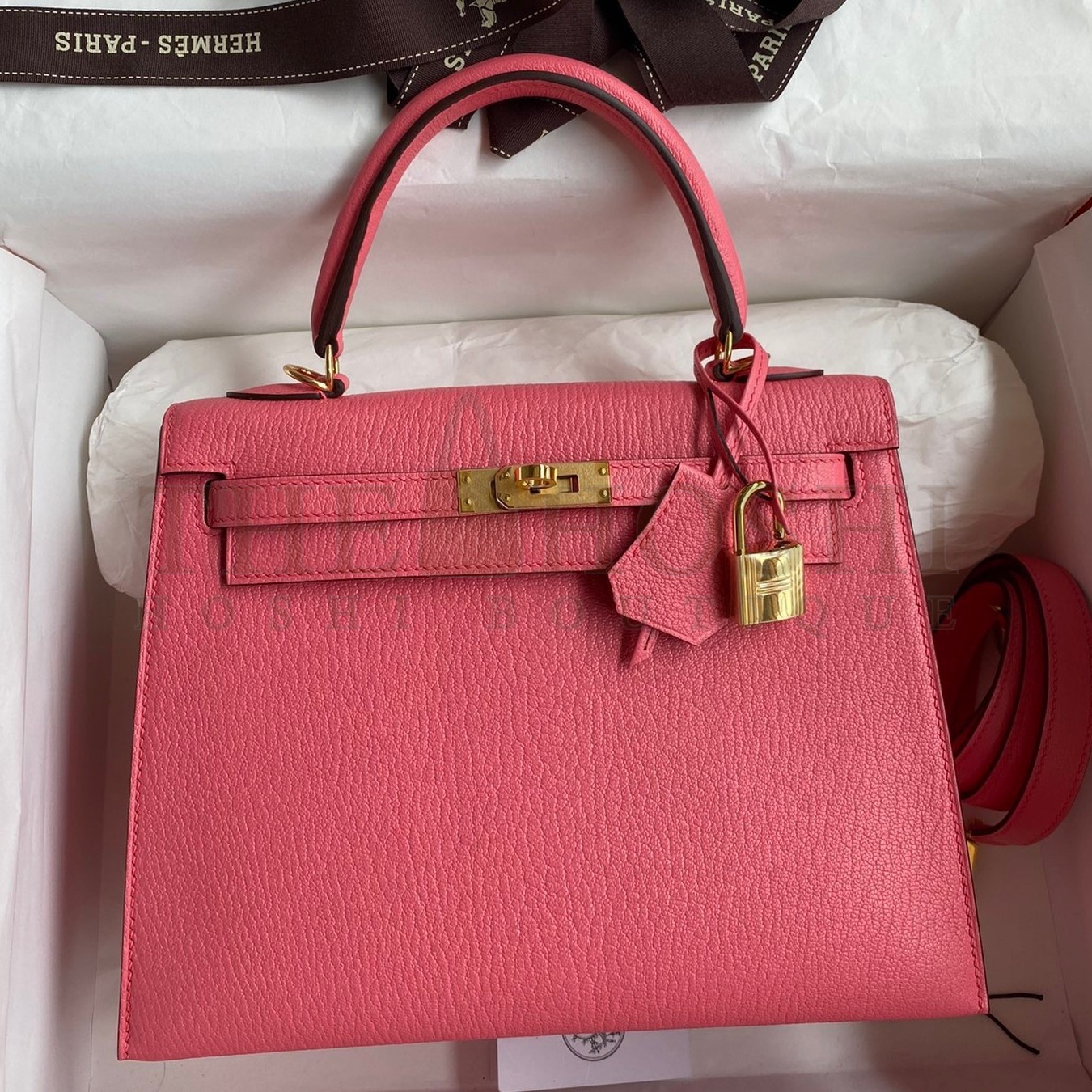 H**me5 Kelly Sellier 25 Handmade Bag In Rose Lipstick Mysore Goatskin Master Quality