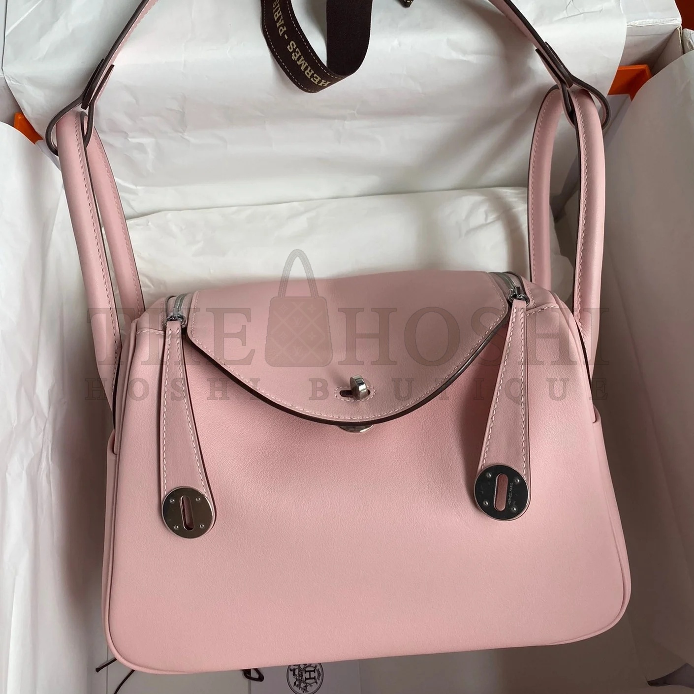 H**me5 Lindy 26 Handmade Bag In Rose Sakura Swift Calfskin Master Quality