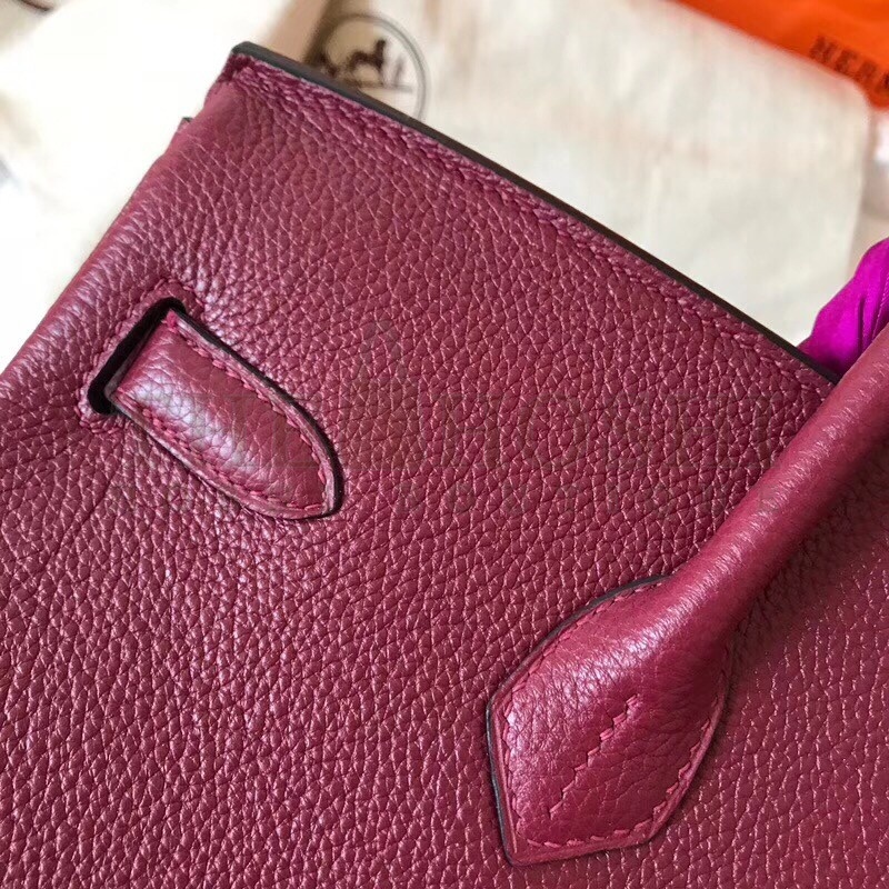 H**me5 Bordeaux Birkin 35cm Clemence Handmade Bag Master Quality