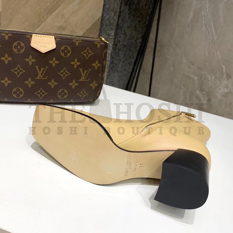 J1m*y Ch00 Bryelle 65mm Ankle Boots In Beige Leather Master Quality