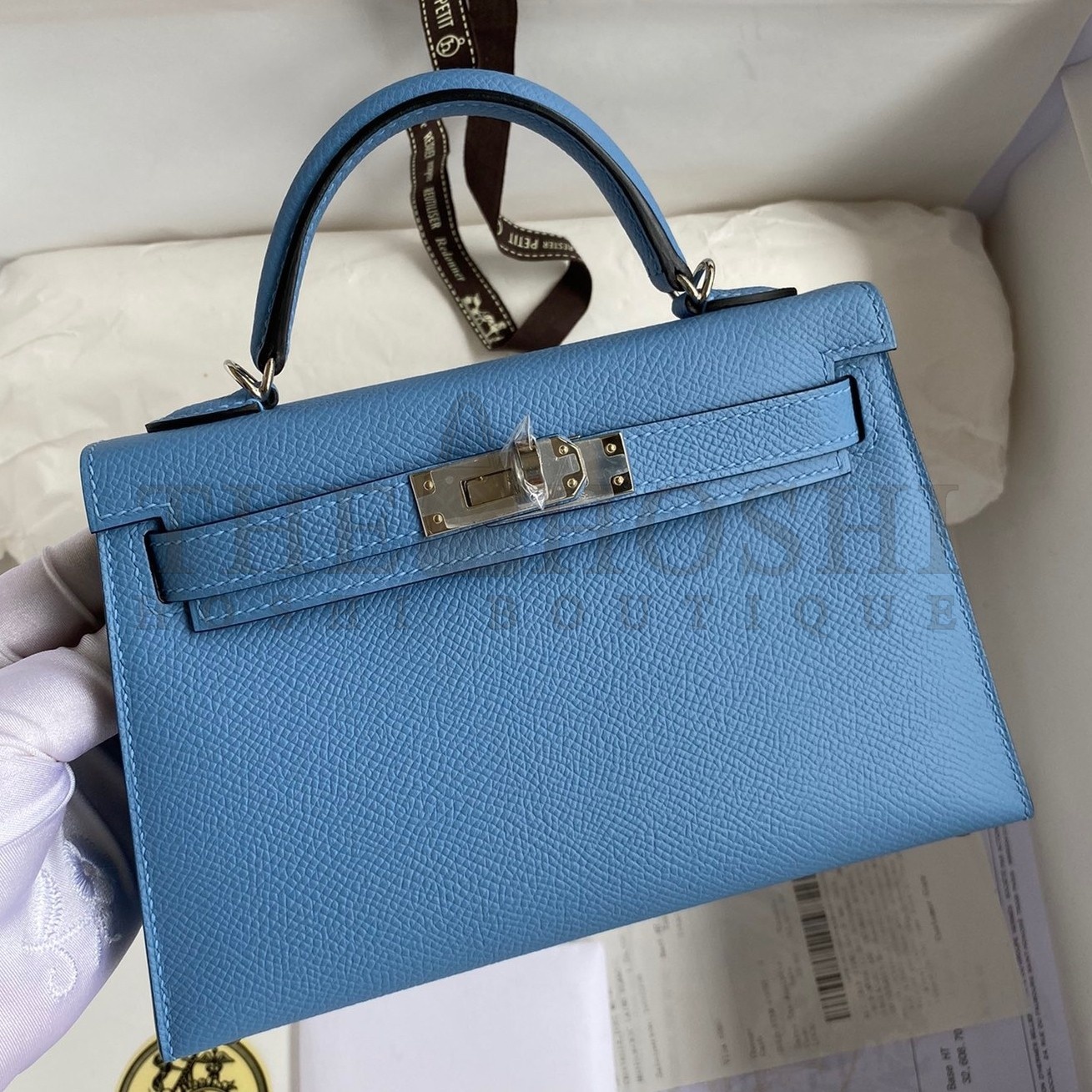 H**me5 Kelly Mini II Sellier Handmade Bag In Blue Paradise Epsom Calfskin Master Quality