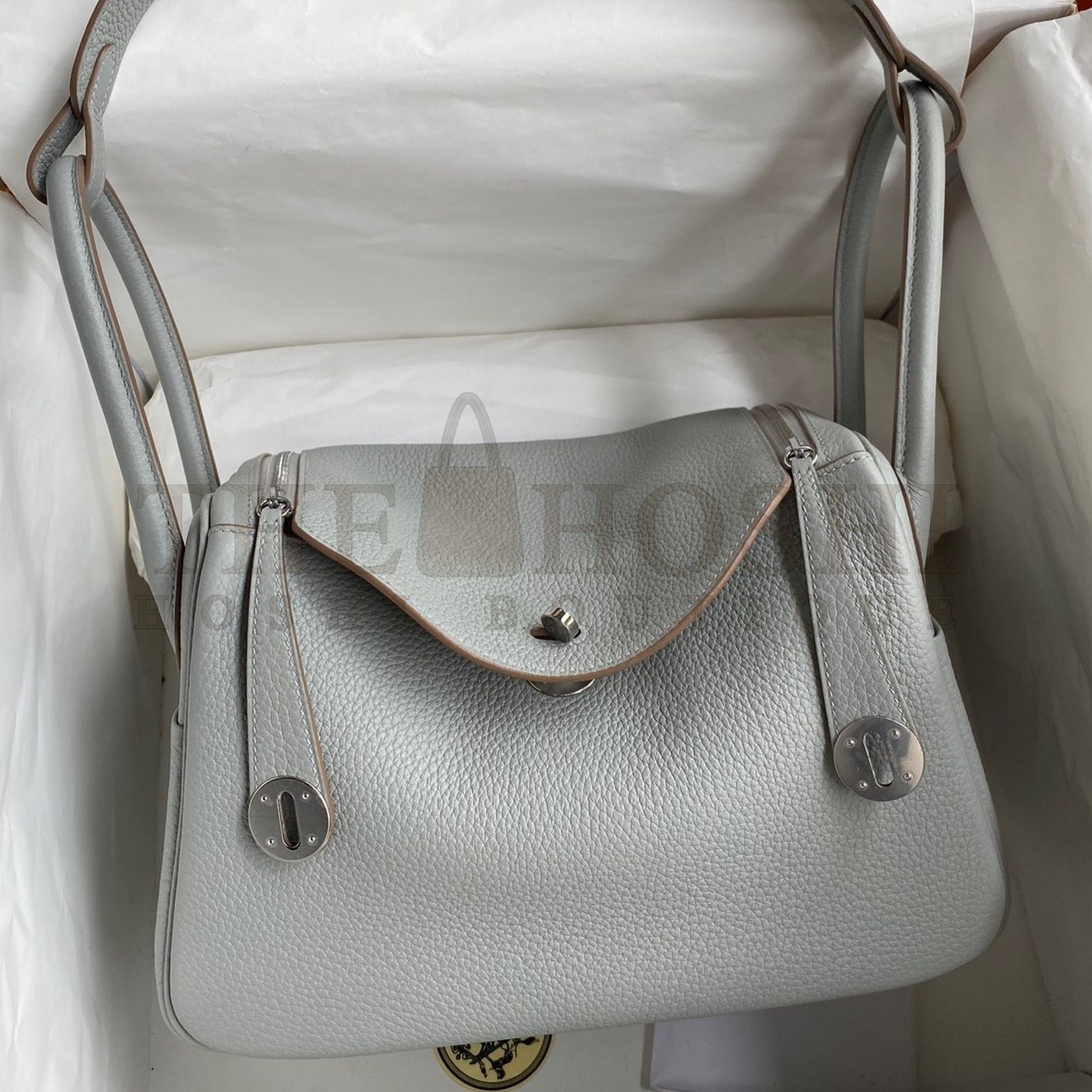 H**me5 Lindy 26 Handmade Bag In Blue Glacier Clemence Leather Master Quality