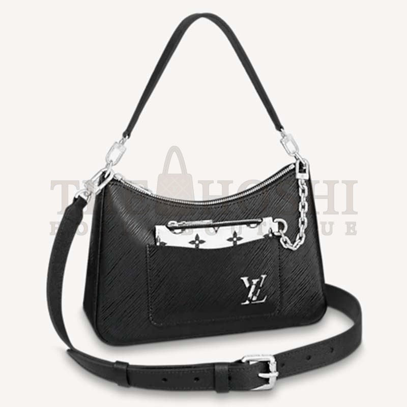 L0vis Vvtt0n LV Women Marelle Handbag Quartz Black Epi Grained Cowhide Canvas Master Quality